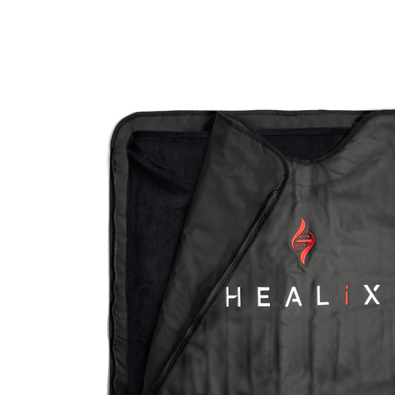 Black sauna with HEALiX logo on a white background