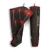 Black and red heated leg wraps with visible Therabody branding on a white background