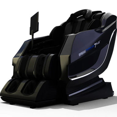 Black massage chair with 'Break' branding on a white background
