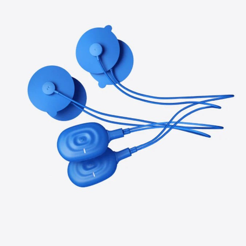Blue tens unit on a light white background