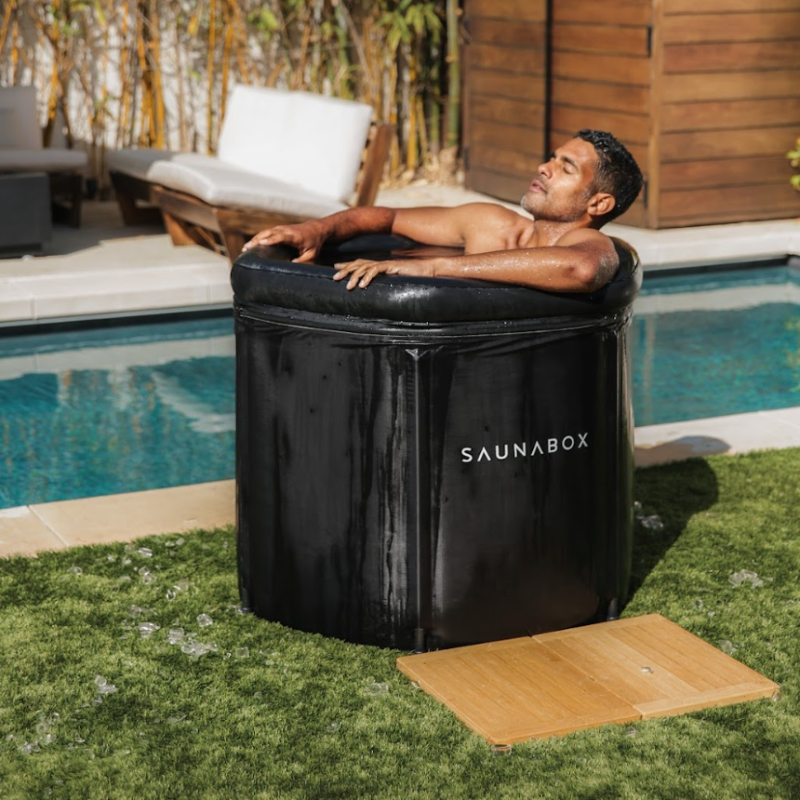 SaunaBox plunge man inside
