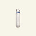 White electronic device with silver top on a beige background