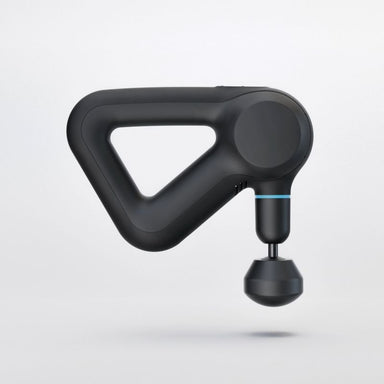 Black theragun massage gun on white background