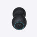 Black wheel with blue accent on a light gray background