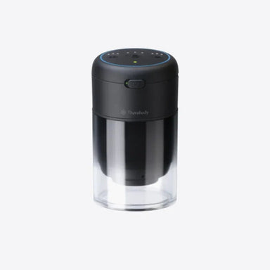 Black and clear container with Therabody branding on a white background