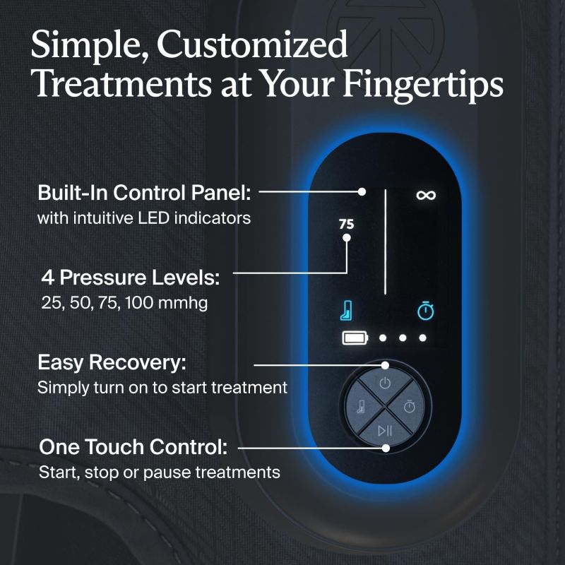Control panel with LED indicators and pressure level settings on a dark background