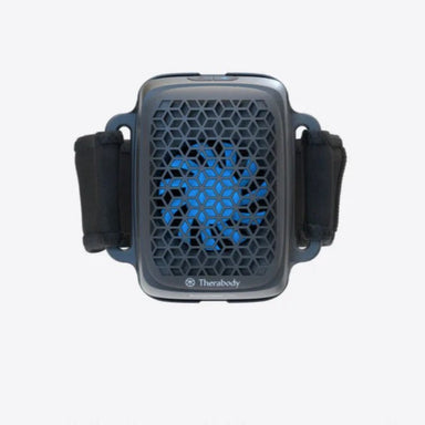 Therabody recovery cube black and blue wearble hot and cold device